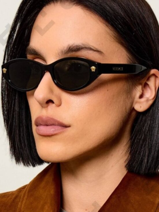 Versace VE4512D GB1/87 Sunglasses Black Oval Frame, Grey Lenses main image 5